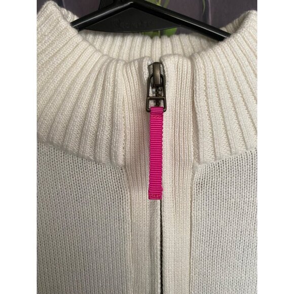 J. Crew Blue, White and Green Color Block 100% Cotton 1/4 Zip Sweater S - Picture 3 of 6